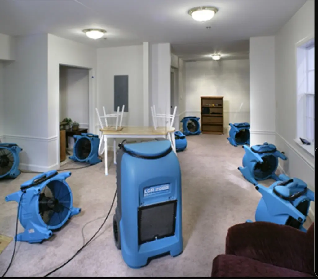 Air movers and dehumidifier setup for Water Damage Restoration in Fort Stewart